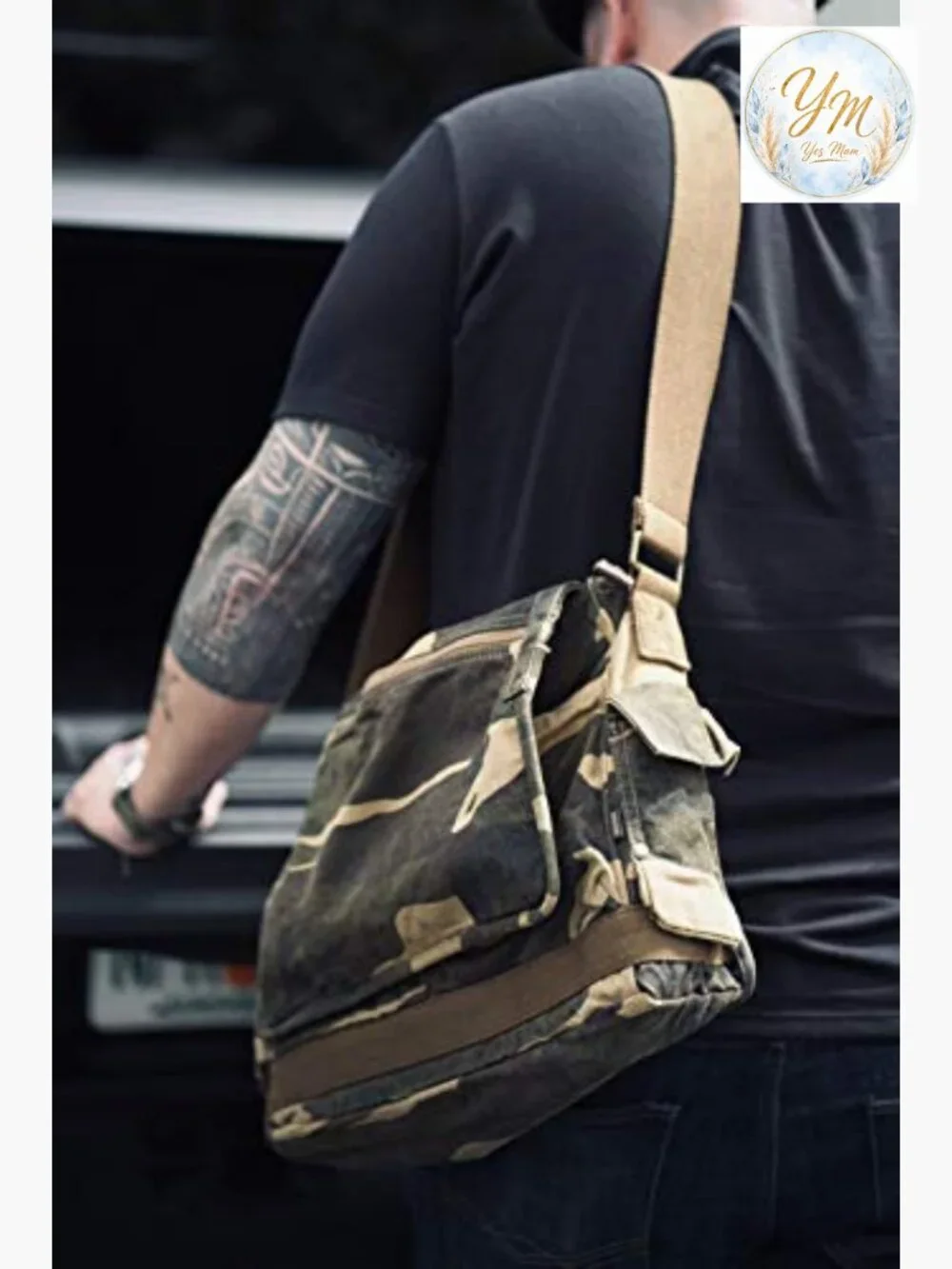 Large Canvas Messenger Bag - Vintage Crossbody Satchel for Travel Work 12.6L